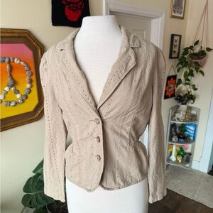 Faded Glory Y2K Women's Beige Eyelet Blazer